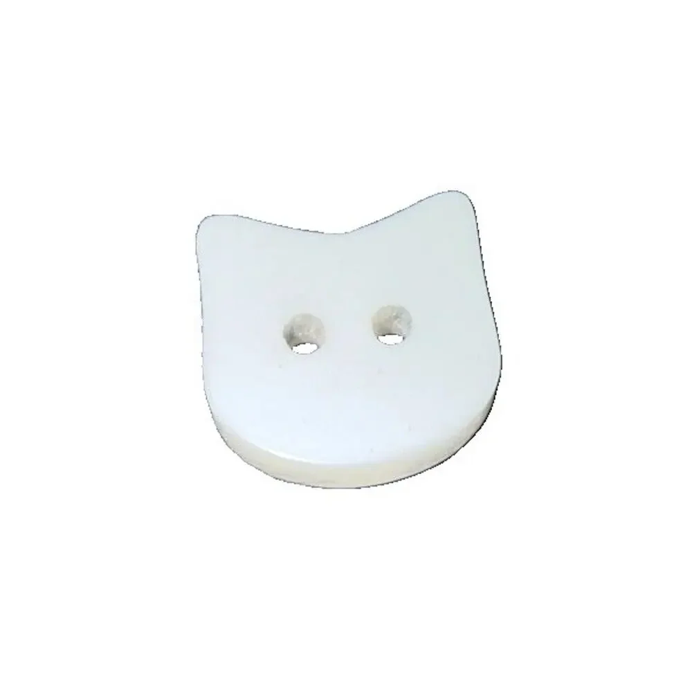 NWT Set Of 18 White Pearlized Plastic Kitten Buttons ALL EARS ARE BLACK.